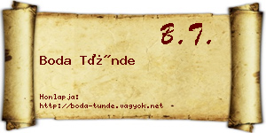 Boda Tünde névjegykártya